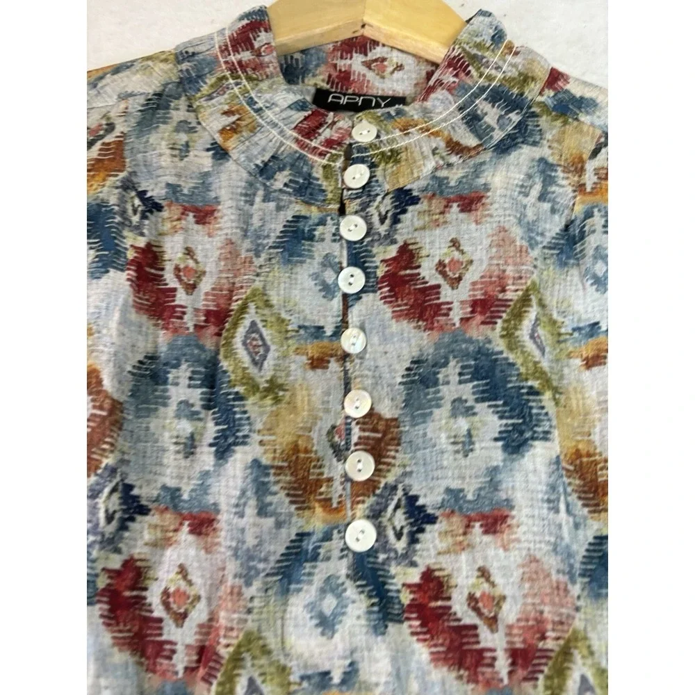 APNY Women's Tunic Top Size Large  Long Sleeve Lightweight Colorful Boho Aztec